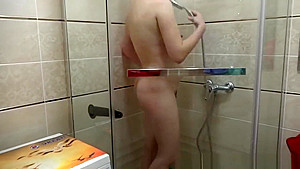 Thin pregnant milf hairy cunt and big nipples masturbating in the shower
